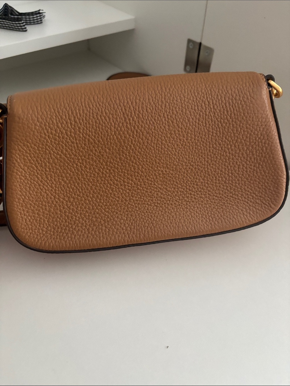 Tory Burch Brown Pebbled Leather Crossbody with Gold Logo - Picture 4 of 5